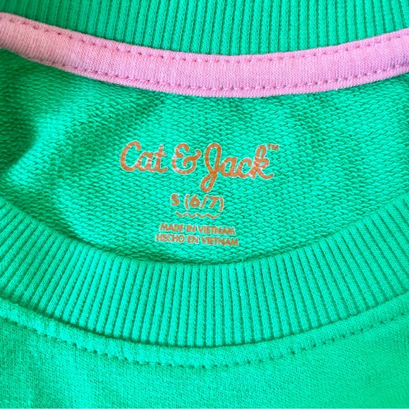 Cat & Jack Girls Green 'So Lucky' at. Patrick’s Day Pullover Sweatshirt size 6/7 - Picture 5 of 6
